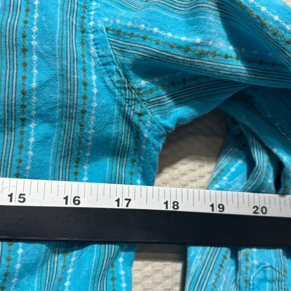 Vintage The North Face A5 Series Kids Teal Stripe Button-Up Shirt Youth Size L - Picture 6 of 9